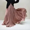 Falda plisada texturizada estilo bosque, falda larga línea A de dobladillo ancho de algodón y lino estilo chino, falda media adelgazante de cintura alta talla grande para primavera