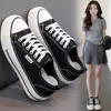 Sapatos Femininos Grifo Almofada Branca 2026 Novo Verão Lona Preta Fina Sapatos Esportivos Casuais Estudante Tênis Board Solado Macio Não Cansam