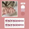 Serie mini larga T rubor degradado floración francesa amor brillo terminado uñas postizas usando tabletas de uñas al por mayor