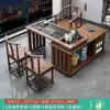 Mesa de té giratoria, estilo chino, mesa de té portátil, madera maciza, juego de mesa y sillas para apartamento pequeño, mesa de té, mesa de té para balcón