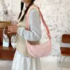 Bolsa Japonesa Retro a Cuadros Tipo Dumpling para Mujer Nueva Versátil Lona Hombro Cruzada Casual Portátil para Ir al Trabajo Bolsa Pequeña de Hombro