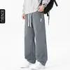 Pantalones para Hombre Enbu Primavera y Otoño Nuevo Estilo Holgado Marca Trendy Americana Pantalones Rectos Fluidos Verde Militar Pantalones de Chándal Casual Pantalones Largos Deportivos
