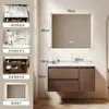 Gabinete de Baño de Madera Maciza Estilo Medieval con Cajones Dobles y Amplio Espacio de Almacenamiento, Lavabo Cerámico Integrado
