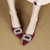 Estilo para ir al trabajo~Otoño 2025 Zapatos de Punta con Tacón Medio Combinados con Faldas, Tacones de Aguja con Pedrería, Zapatos de Salón Elegantes y Femeninos de Estilo Francés para Mujer