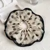 Elegante Anel de Intestino Grande de Chiffon com Bolinhas Rabo de Cavalo Francês Elástico de Cabelo Acessórios de Cabelo com Flor Grande Versáteis Faixa de Cabeça Estilo Verão para Mulheres