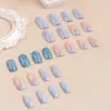 A Mais Nova Manicure Estilo Natalino Patch de Manicure de Alta Qualidade Usável Azul Leite Moda Patch de Unha Postiça Rosa e Branco