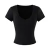 Atacado de Roupas Femininas Transfronteiriças Verão 2026 Novo Estilo Estilo Puro Desejo Versátil Manga Curta Ombro Direito Camiseta Slim Fit Gola U Cropped