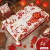 Mantel Festivo Rojo de Gama Alta Mantel de Año Nuevo Luz de Bendición Mantel de Mesa de Café de Lujo Ligero Mantel Impermeable para Ambiente