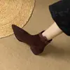 Botas de vaquero western vintage de gamuza suave 2026 nuevas para mujer, botines de tacón grueso, botines Chelsea Chelsea de punta escarchada de invierno