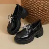 Mocasines Retro de Moda con Suela Gruesa para Aumentar la Altura, sin Cordones, Novedad Verano 2026, Versátiles para el Trabajo, Punta Redonda, Zapatos de Piel para Mujer