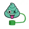 Tapa de pajita emoji de caca divertida de Amazon, cubierta antipolvo para pajita de goma blanda de PVC, tapa antipolvo para pajita de vaso de agua DIY