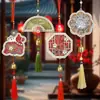 Campanilla de Viento Brocado de Mediados de Otoño Hecha a Mano DIY Estilo Chino Borla Colgante Decorativo Conejo de Jade Chang'e Canción Brocado Hecho a Mano Evento de Calentamiento