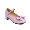 Nuevos Zapatos Individuales de Moda Lolita para Mujer con Cabeza Redonda y Lazo, Hebilla, Tacón Medio Grueso, Zapatos para Mujer 28-50 Zapatos de Comercio Exterior