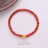 Colección de Pulseras Rojas del Sur de 4 mm Ágata Natural Nuevo Estilo Chinoiserie Pulsera Apilada para Mujer de Gama Alta Doble Círculo Regalo para Madre