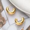 Brincos geométricos brilhantes em forma de C, da moda europeia e americana, design de nicho, brincos modernos de alta qualidade, brincos banhados a ouro de cobre, atacado