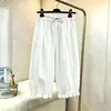 Calças Casuais com Cintura Elástica para Mulheres, Calças Finas de Verão Cropped, Novas Calças da Moda 2026, Calças de Linho de Algodão com Barra Flare
