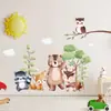 Adesivos de Parede Autocolantes de Animais Fofos da Floresta Coruja Guaxinim Veado Sika Adesivo Decorativo para Quarto Infantil BR0246F