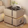 Mesita de noche inteligente de madera maciza, mueble de dormitorio de lujo de alta gama para el hogar con altavoz, carga inalámbrica, almacenamiento, no requiere instalación