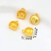 Pingente Preserva-Cor Banhado a Ouro 14K com Círculo e Caractere da Sorte Acessório para Joias Artesanais DIY Pingente Dourado da Sorte Pequeno Charme D105