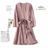 Pijama para Mujer, Bata de Noche de Alta Gama, Bata de Baño para Primavera y Otoño, Ropa Exterior de Seda de Hielo con Tirantes, Ropa de Casa Sexy Delgada de Verano
