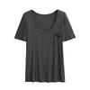 6080-Moda Europeia e Americana Camiseta Versátil de Manga Curta com Gola U para Mulheres 2025 Nova Camisa Base Sexy Solta Top