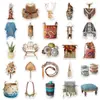50 Peças de Adesivos Estilo Boho Ins, Tecido Tramado Retro Realista Criativo à Prova d'Água Decorativos DIY para Caderno