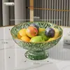 Plato de frutas de lujo ligero, nuevo, de aspecto elegante, con patrón de diamantes, plato de dulces, para sala de estar, mesa de centro, aperitivos, frutas secas, pata alta, escurridor