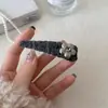 Pinza para el pelo de flor de felpa gris elegante de alta gama coreana para mujer, pinza para flequillo de la frente, pinza Bb, accesorio para el pelo de la oreja lateral