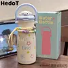 Botella de agua simple, taza térmica, acero inoxidable 316, diseño elegante, doble propósito con popote, portátil, gran capacidad, ideal para mujeres