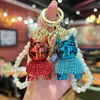 Moda de Alta Gama Arcilla Pedrería Bulldog Francés Cadena de Perlas Llavero Cadena Creativa de Pata Chapado Perro Pequeño Colgante para Coche