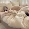 Juego de ropa de cama de grado A para bebé y maternidad, color liso simple, sábana de algodón lavado, funda de edredón y funda de almohada, ultrasuave, adecuado para dormitorios, juego de tres piezas