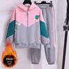 Conjunto de Moletom para Meninas, Nova Moda de Inverno, Estilo Tendência de Celebridade da Internet, Conjunto Casual Esportivo Infantil com Forro de Lã para Outono e Inverno