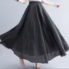 Saia de Camada Dupla para Mulheres, Roupa Feminina de Verão, Leve, Estilo Fada, Saia de Fada Fluida, Barra Larga, Comprimento Médio