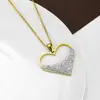 Collar de Corazón de Amor Incrustado de Diamantes para Mujer, Joyería Transfronteriza Estilo Francés, Acero de Titanio, Joyería Versátil de Moda de Gama Alta, Accesorios de Diseño de Nicho