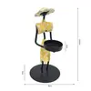 Candelabro de Hierro Vintage Adorno Pequeño Creativo para el Hogar Estilo Europeo Romántico Portavelas Accesorio de Sombrero de Paja Pastoral Decoración de Mesa