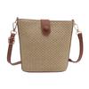 Bolso de paja de moda, novedad de verano 2024, estilo pastoral, bandolera informal de moda con contraste de color para mujer.