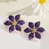 Brincos de Flor com Gotejamento de Óleo Moda Transfronteiriça Europeia e Americana para Mulheres, Elegantes, de Alta Qualidade, Simples, Brincos e Brincos S925 Atacado