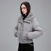 Moda versátil de algodão para o inverno de 2026, design simples de lapela, estilo coreano, corte solto, jaqueta de algodão quente feminina