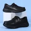 Zapatos de Enfermera en Stock para Mujer, Otoño, Suela Blanda, Transpirables, Antideslizantes, Cuero Genuino, Negros, Zapatos de Trabajo Médicos, Comercio Exterior Transfronterizo, Dropshipping de Una Pieza