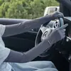 Luvas de proteção solar para mulheres, anti-ultravioleta, para dirigir, antiderrapantes, finas, elásticas, de seda gelada, para verão, andar de bicicleta elétrica, com dois dedos expostos