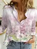 Comércio exterior transfronteiriço 2024 Cardigan feminino europeu e americano com estampa de flores 3D Camisa de manga comprida Top feminino de alta qualidade para todos os gostos