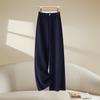 Pantalones de Lana de Acetato de Pierna Ancha para Mujer 2025 Otoño e Invierno Nuevo Estilo Gruesos Forrados de Polar Versión Estrecha Casual Pantalones Rectos de Lana
