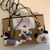 Ins Lindo Dibujo Animado Cachorro Oso Collar Largo de Halter Accesorios de Decoración para Exteriores con Clip para Mujer