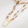 Collar Multicapa de Perla Ojo de Tigre de Lujo Ligero Europeo y Americano Cadena de Clavícula de Acero al Titanio de Moda Nicho Personalizado Versátil Cadena de Lana