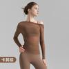 Cubierta de Yoga Plegada Deseo Puro Otoño Hombros Descubiertos Camiseta Deportiva Larga Manga Larga Malla Ligera Transpirable Ropa de Fitness