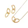 Set de Collar Abstracto con Lazo Chapado en Oro de Acero de Titanio de Lujo Ligero Cadena para Clavícula Versátil de Moda Joyería con Sentido de Diseño de Nicho