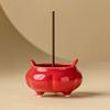 Incensário Estilo Antigo com Duas Alças, Porta Incenso para Interior, Incensário Chinês Três Pés Vermelho Doméstico Vintage, Peça Decorativa