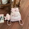 Mochila de encaje rosa lechoso y brumoso, exquisita mochila estilo Lolita coreano ins para damas de compras y citas