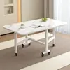 Mesa de comedor plegable para el hogar, mesa rectangular de cocina simple y moderna con ruedas, adecuada para apartamentos pequeños y viviendas de alquiler