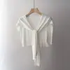 Casulo de Algodão Estilo Coreano Cor Sólida Versátil Tricotado Pequeno Xale 2026 Primavera Cachecol Quente para Pescoço Acessório de Moda Feminina